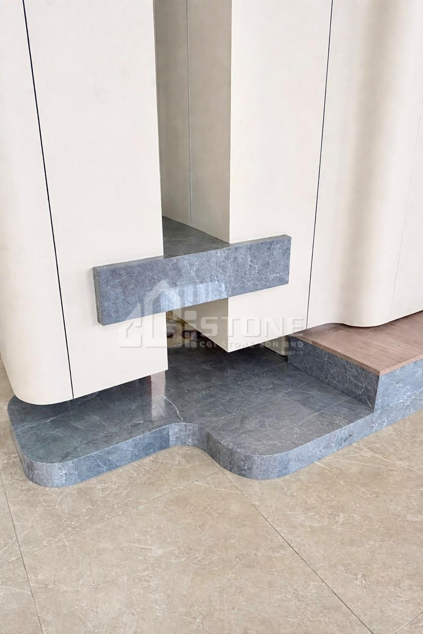 Grey Emprador Marble Living Room Display Pillar