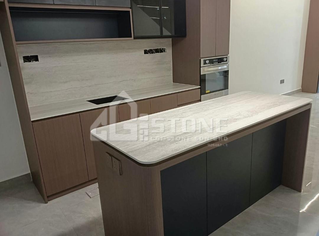 CS3153 White Travertino Sintered Kitchen Top